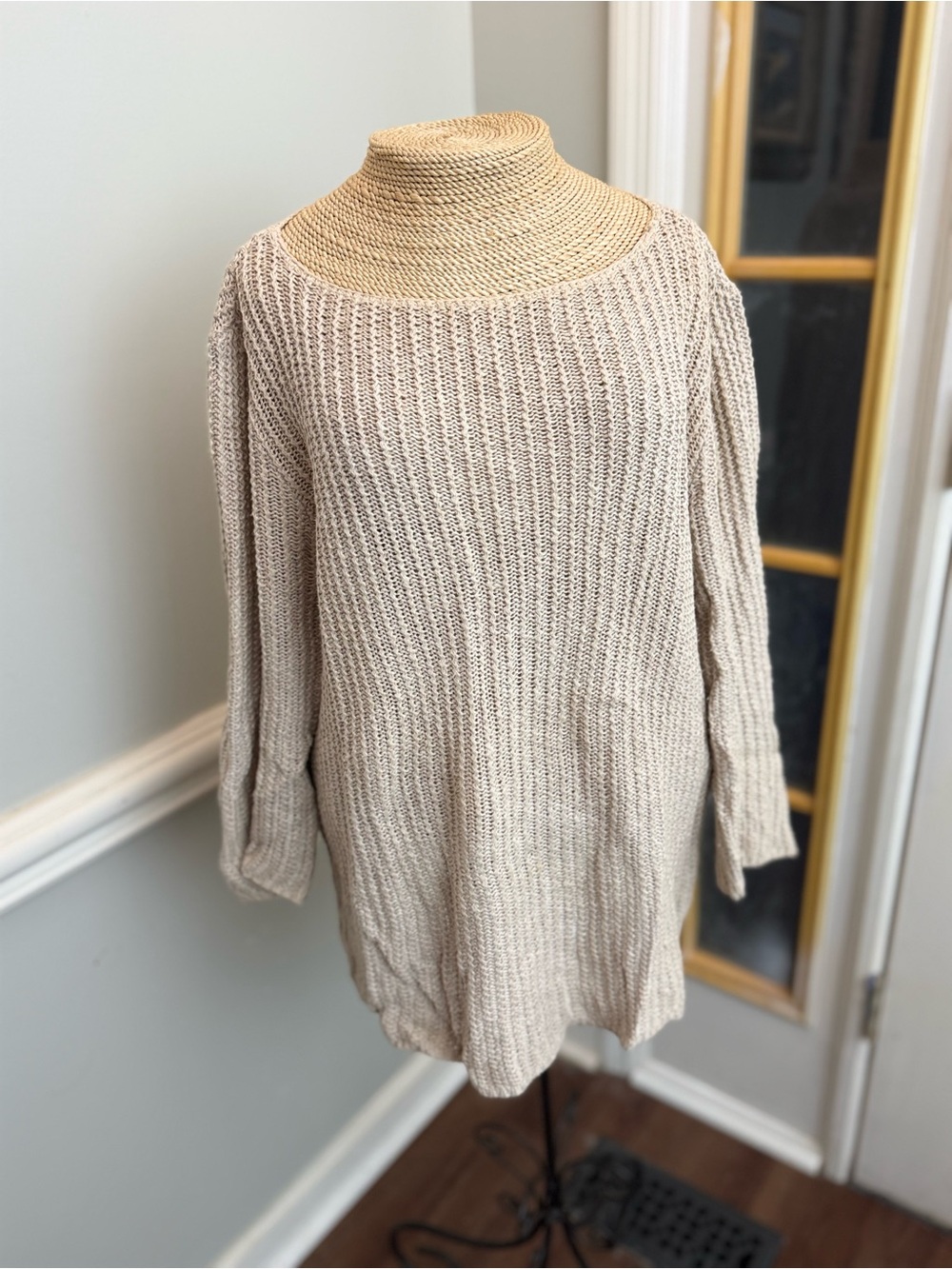 Ralph Lauren Cream Open-Knit Scoop Neck Sweater
